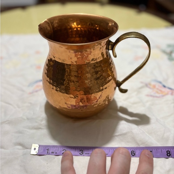 Hammered Copper Pitcher with Brass Handle - Picture 7 of 9
